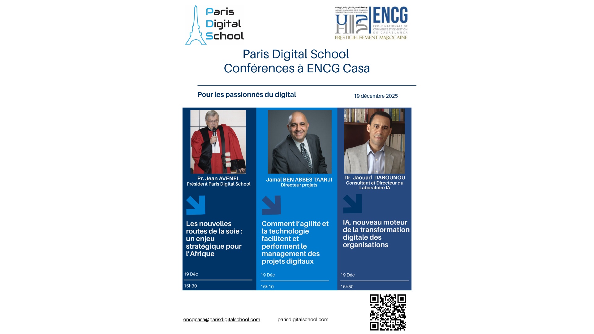 Conférences exceptionnelles autour de la transformation digitale et du management des projets à L'ENCG Casablanca, le 19 décembre 2025